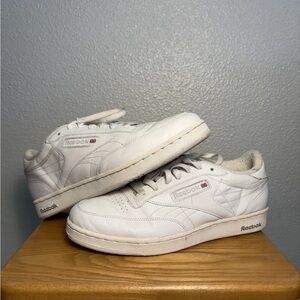 Vintage 90s Reebok Club C 85 London White Sheer Gray Classic Leather 9.5 Sneaker